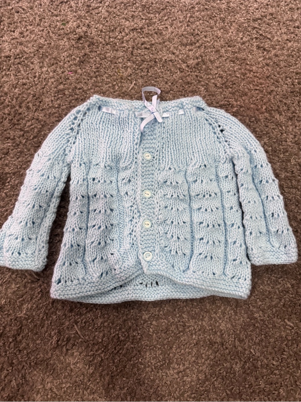 Hand-Knit Baby Cardigan sweater in Light Blue